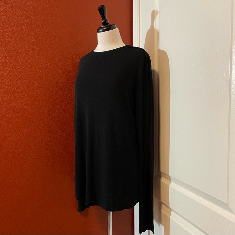 Eileen Fisher Women’s Neutral Black Lagenlook Long Sleeve Top Shirt